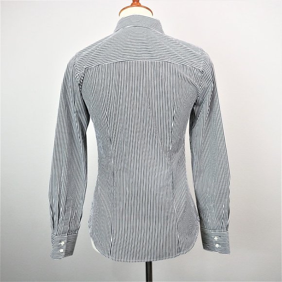 J. Crew Haberdashery Black White Pinstripe Perfect Stretch Button Up Long Sleeve - Picture 12 of 16